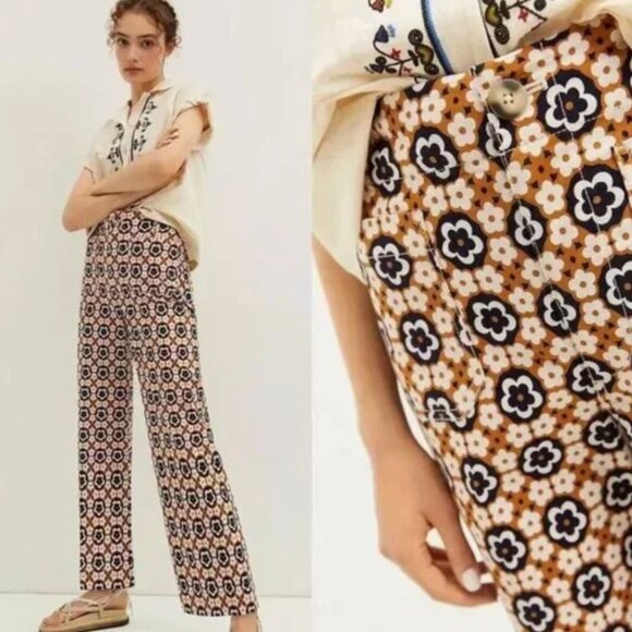 Anthroplogie MAEVE Colette Cropped Wide-Leg Pants size 34 - Picture 14 of 15